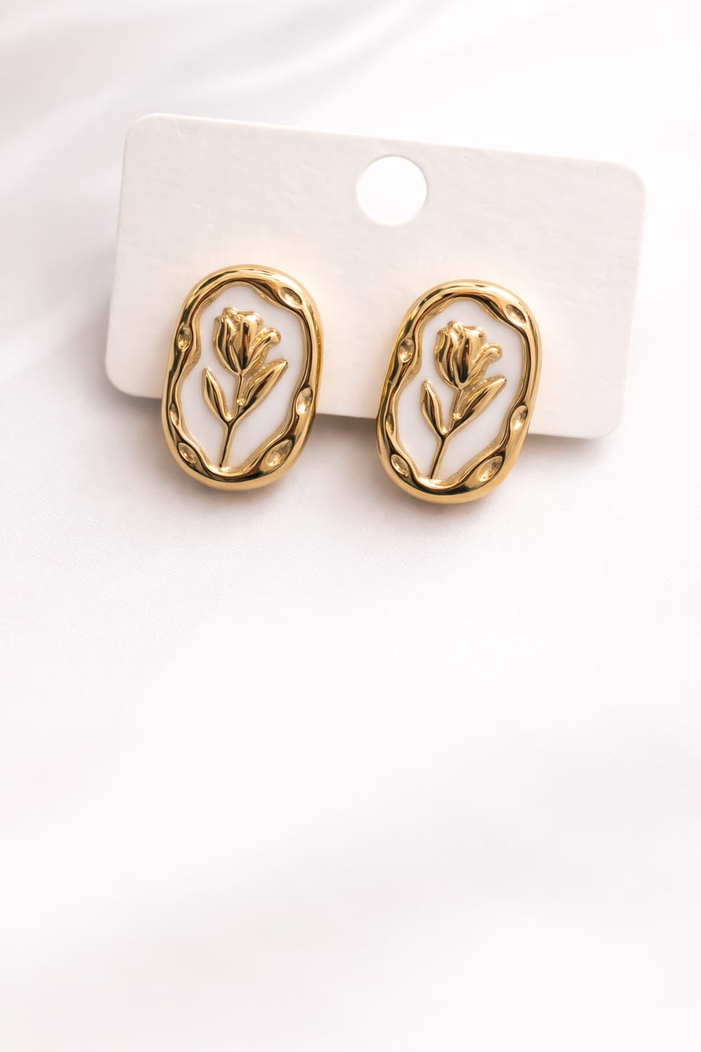 Vintage Floral Gold Finish Statement Stud Earrings