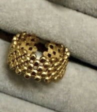 Textured Gold Adjustable Ring – Bold Designer Statement Ring for Women