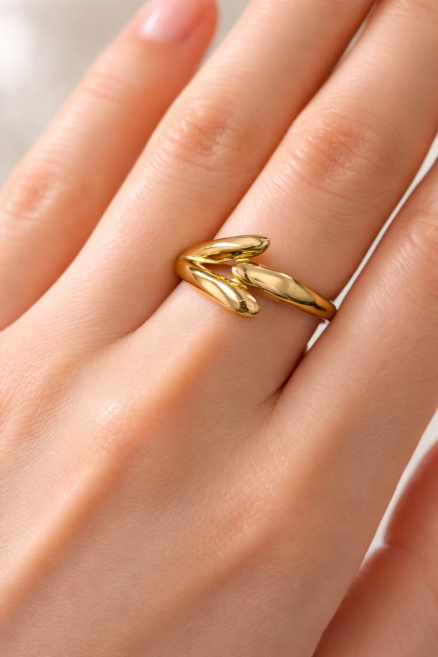 Modern Twist Adjustable Gold Ring