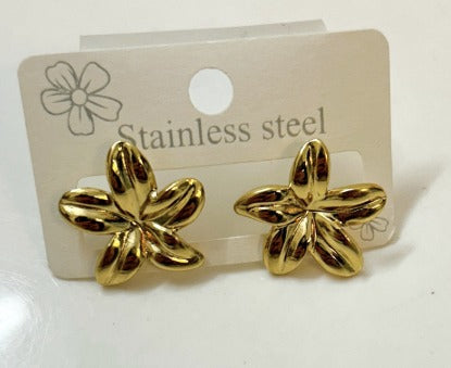 Elegant Floral Gold Finish Stud Earrings