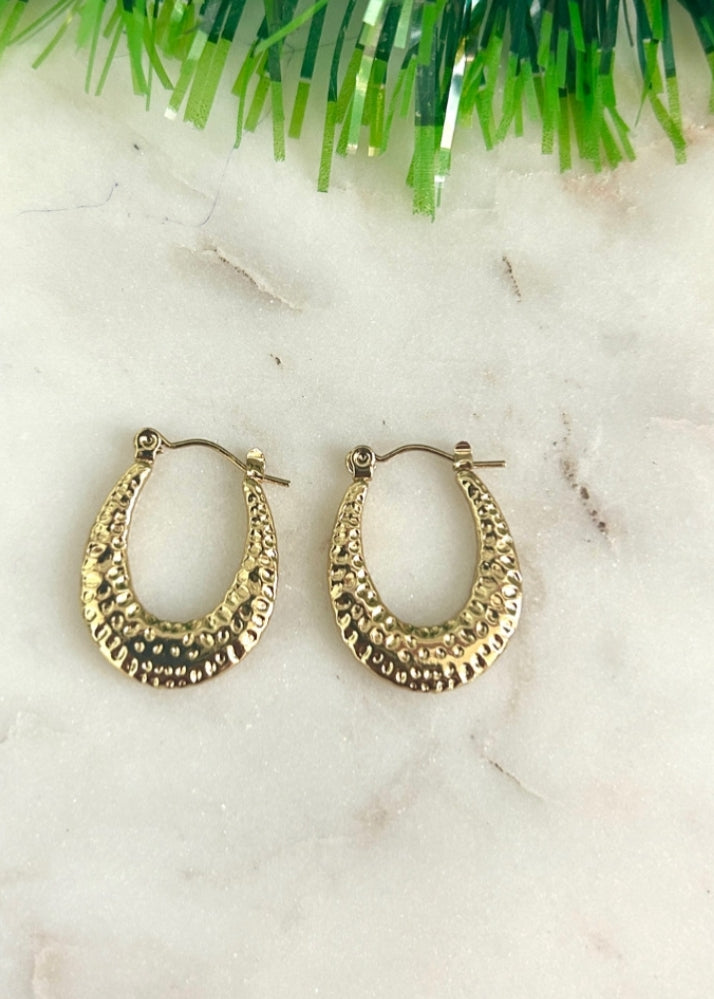 Textured Gold Hoop Earrings