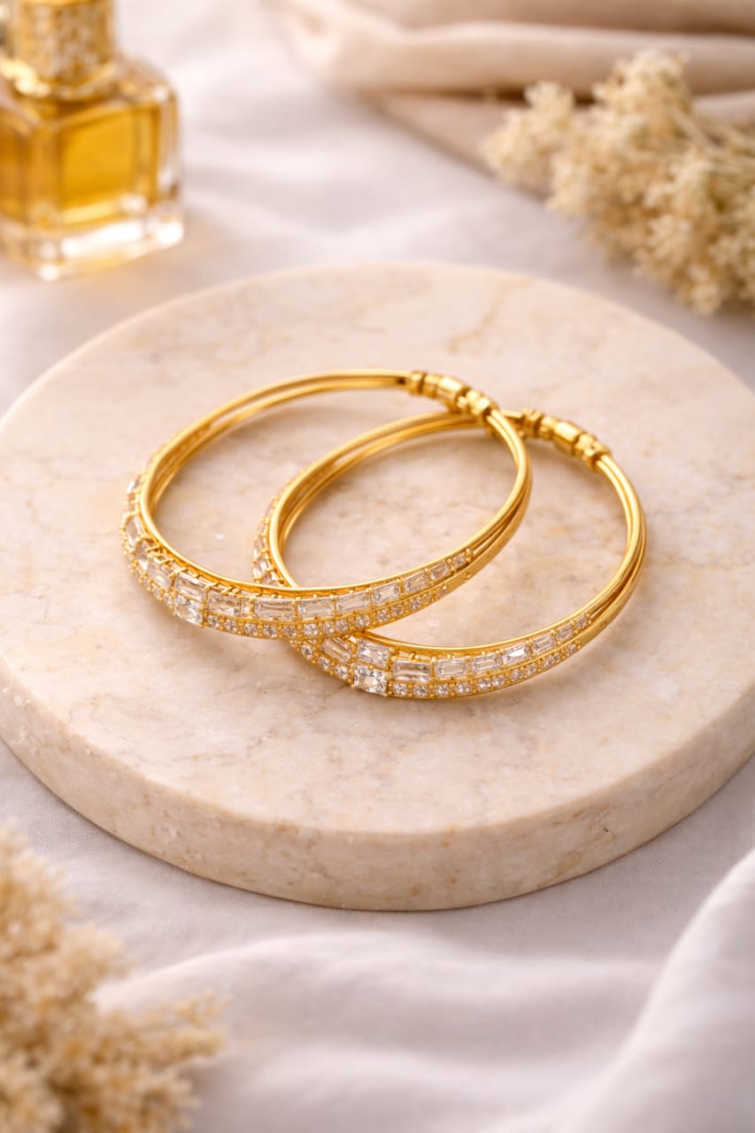 Crystal Luxe Gold Plated Hoop Bangles