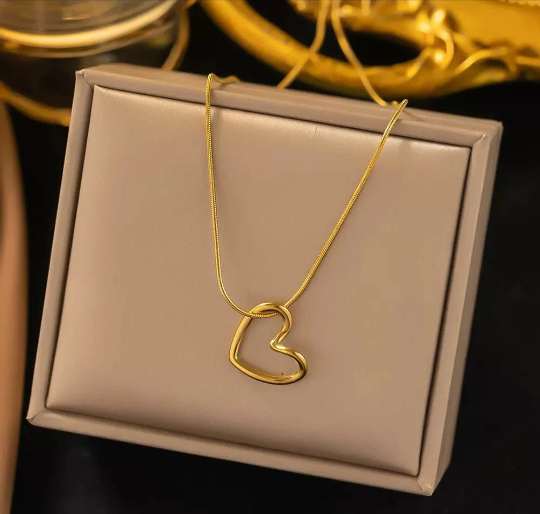 Golden open heart necklace