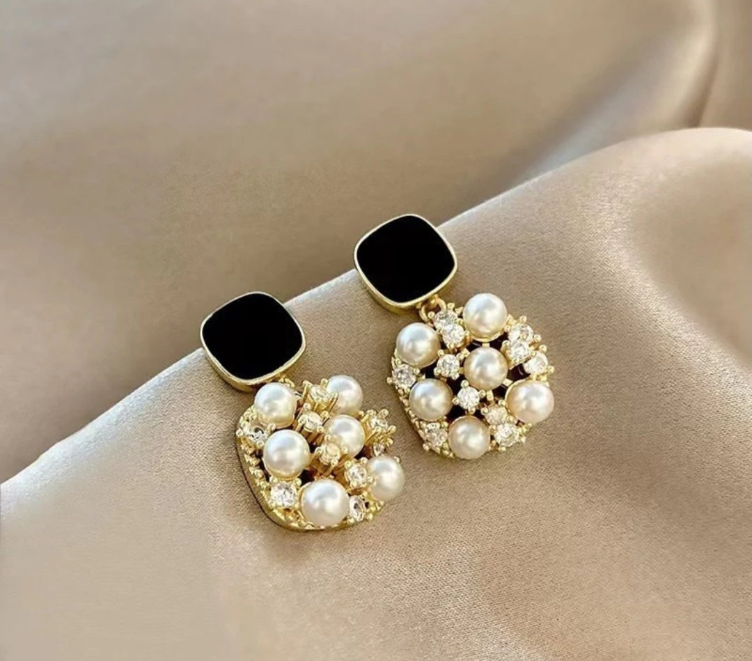 Pearl Cluster Statement Earrings