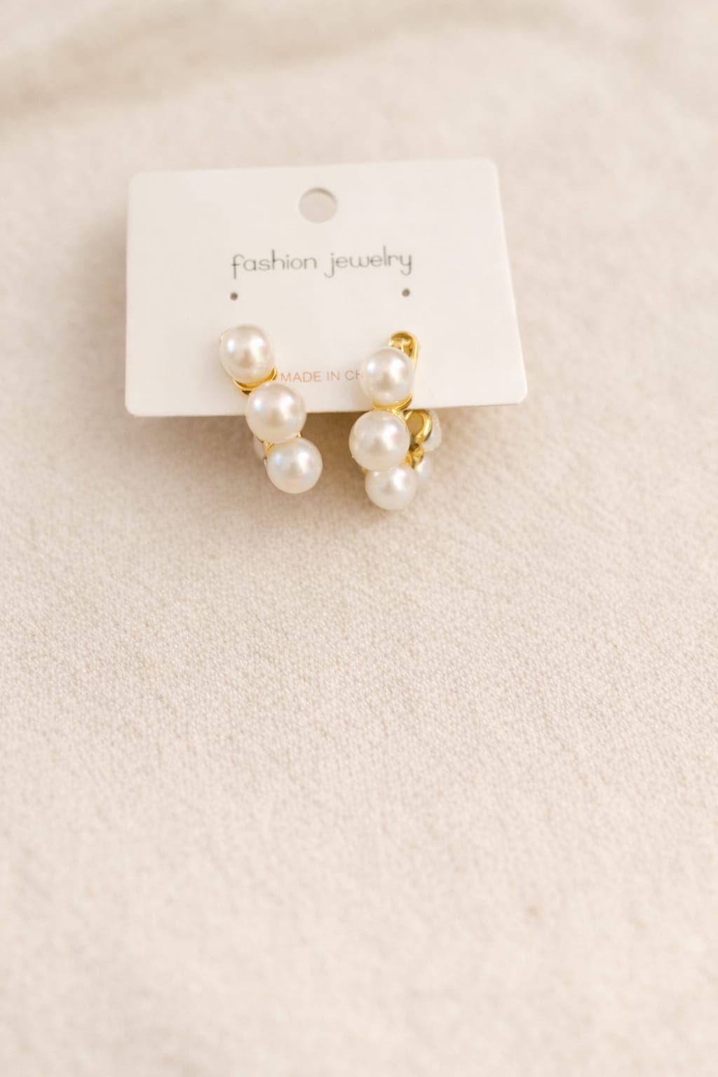Triple Pearl Gold Hoop Earrings – Minimal Luxury Style