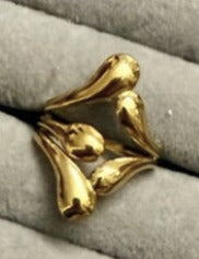 Dual Drop Gold Adjustable Ring – Contemporary Designer Ring