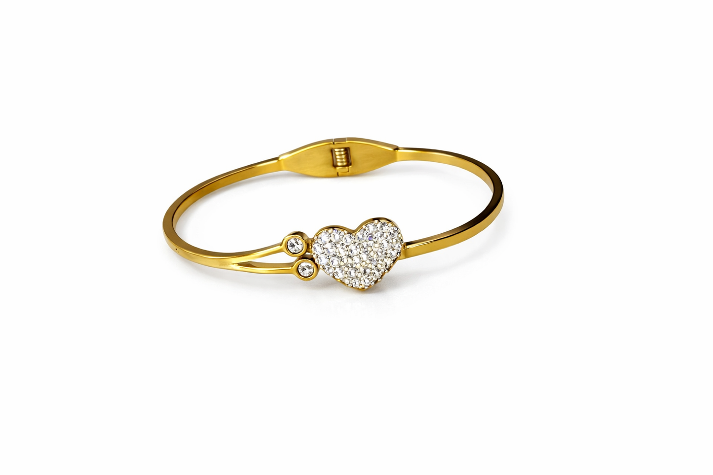 Crystal Heart Gold Finish Bracelet for Women – Elegant Love Charm