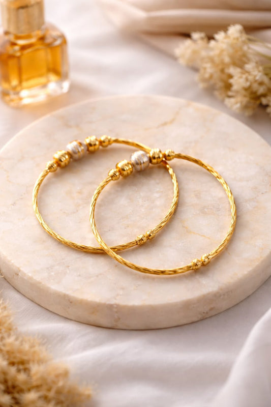 Classic Textured Gold Finish Bangles for Women