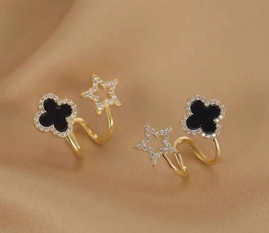 Celestial Clover Dual Charm Earrings