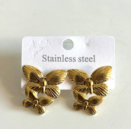 Golden Butterfly Statement Earrings