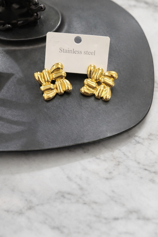 Abstract Gold Knot Stud Earrings