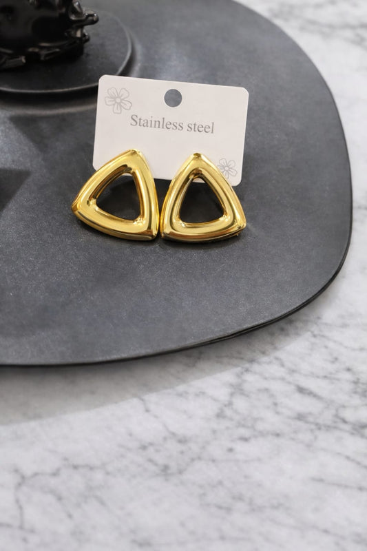 Minimal Triangle Gold Finish Statement Earrings