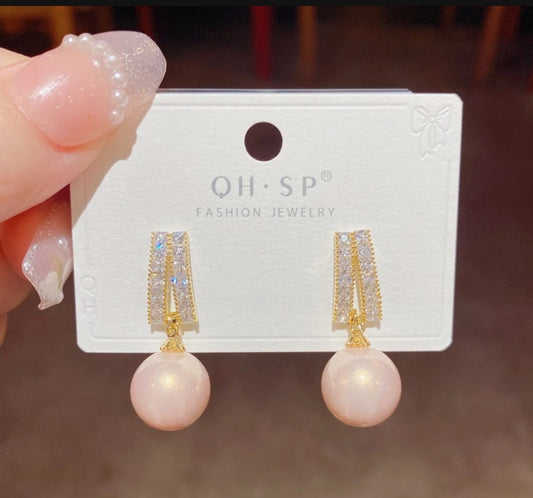 Pearl Drop Crystal Earrings