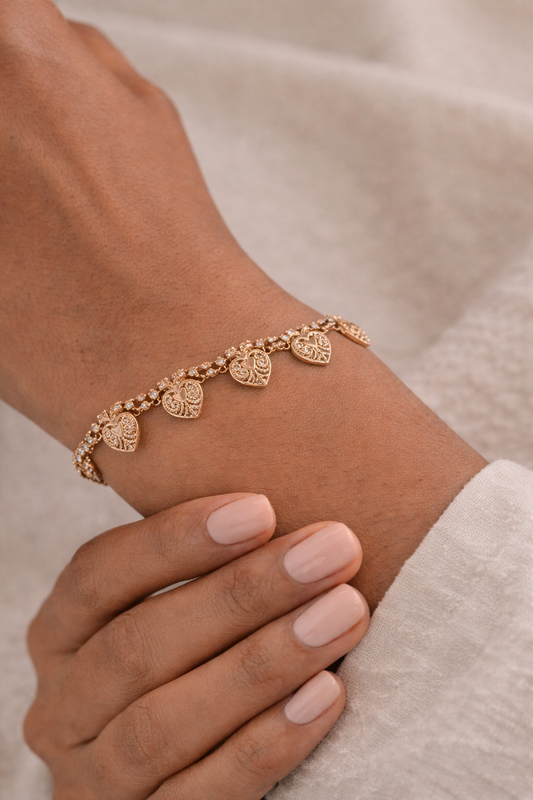 Golden Heart Charm Bracelet