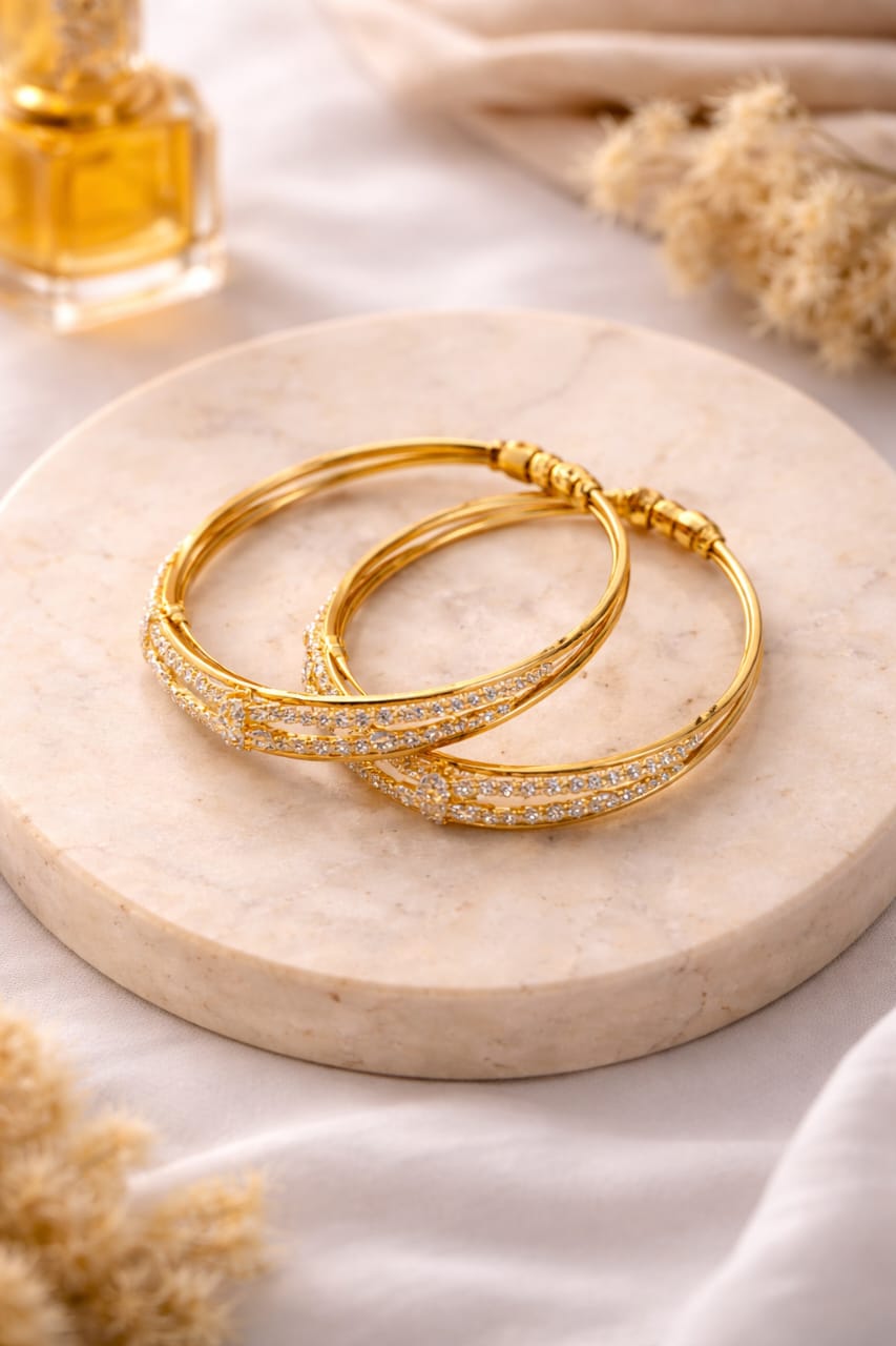 Elegant Double Line Stone Studded Bangles