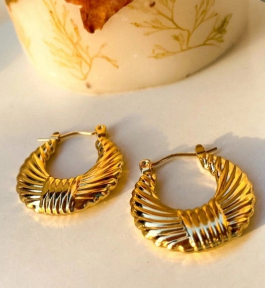 Golden Textured Hoop Earrings