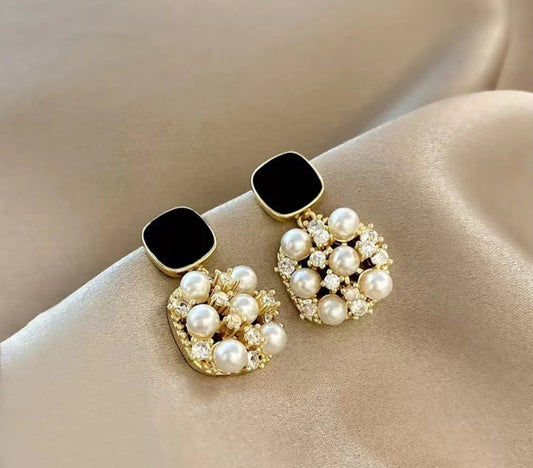 Pearl Cluster Statement Earrings