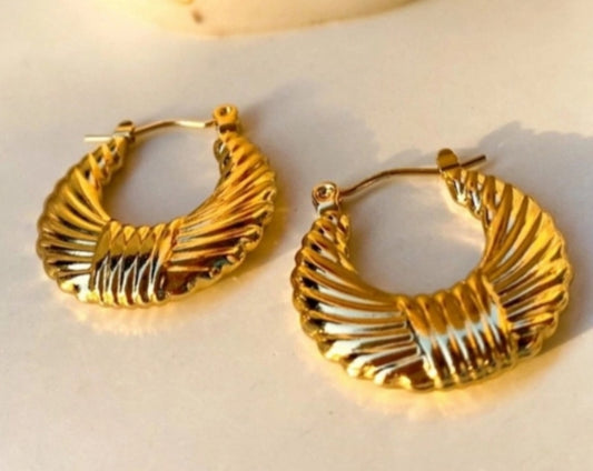 Golden Textured Hoop Earrings