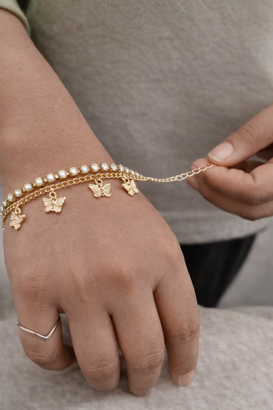 Butterfly Charm Layered Bracelet