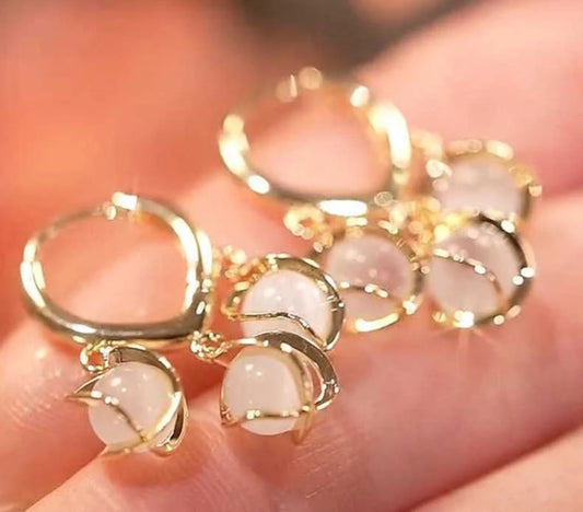 ✨ Minimal Pearl Charm Hoop Earrings