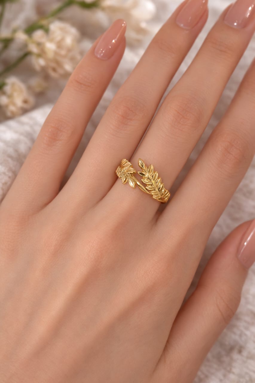 Leaf Wrap Adjustable Gold Ring
